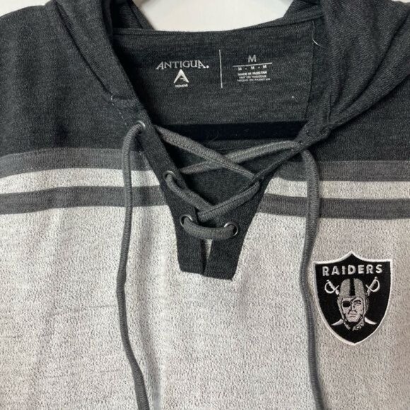Antigua Las Vegas Raiders Gray & Black Lace-Up Hoodie Hockey Style Womens Medium - Picture 5 of 8
